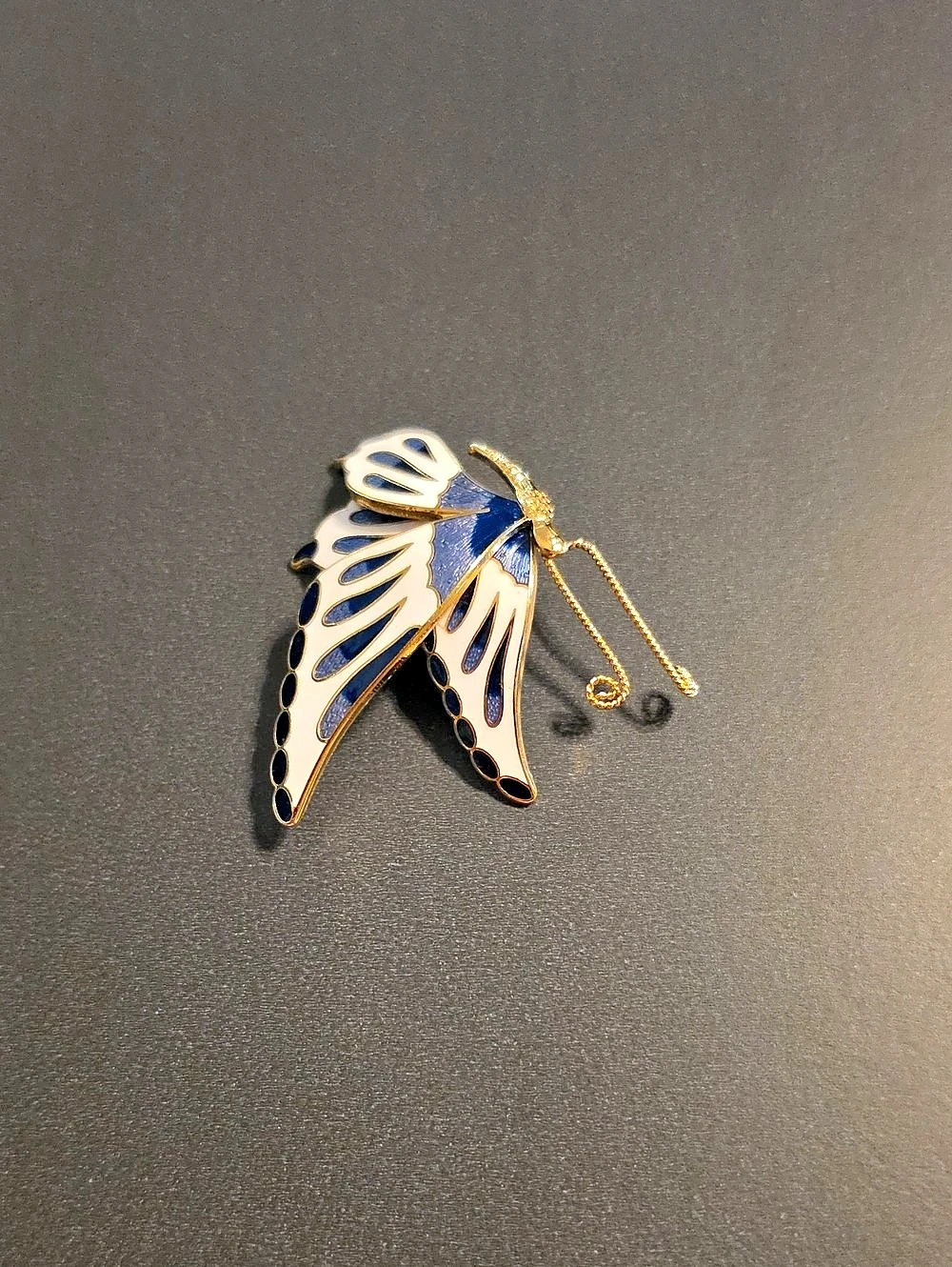 Butterfly Brooch in Blue & Gold Like New